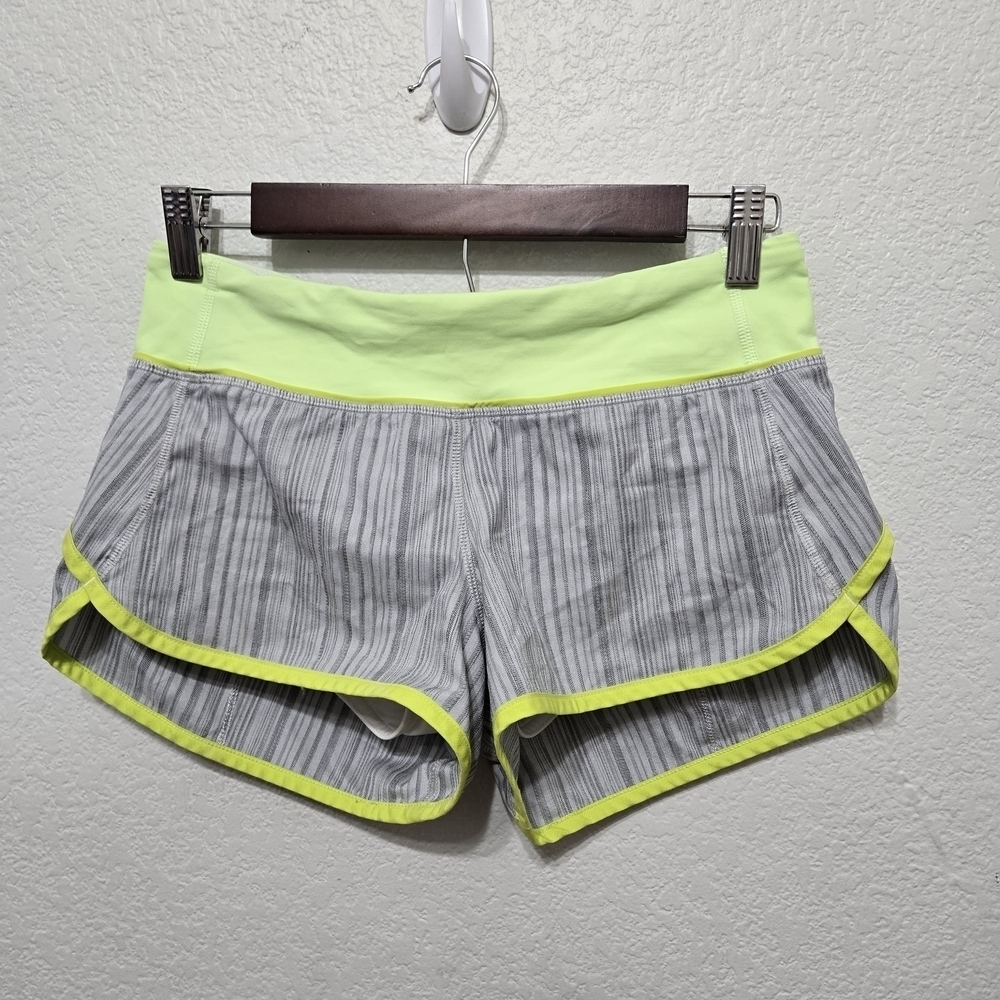 Lululemon Gray and Neon Green Running Shorts Size 4